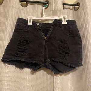 Shein Black Distressed Jean Shorts